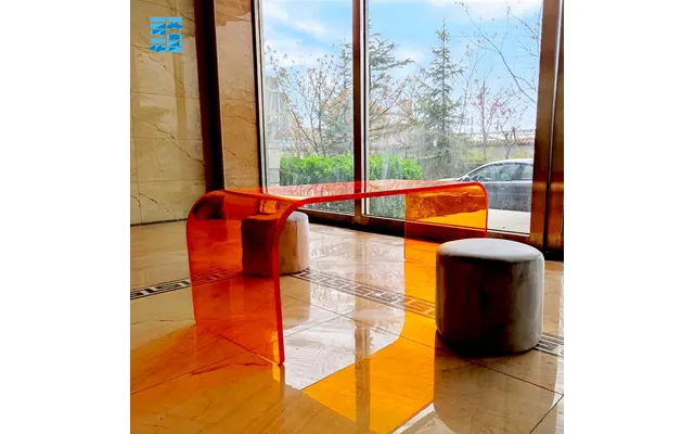 Manufacturer Factory Supplier Custom Acrylic Coffee Table Lucite Colors Acrylic Waterfall Rectangular Coffee Table