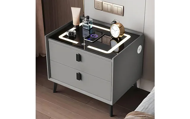 Metal Bracket Smart Bedside Table Smart Bedside Table Wireless Luxury Modern Smart Solid Wooden Bedside Table