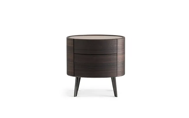 Minimalist Italian Furniture Bed Side Table Multi-layer Solid Wood Oval Bedside Cabinet For Bedroom