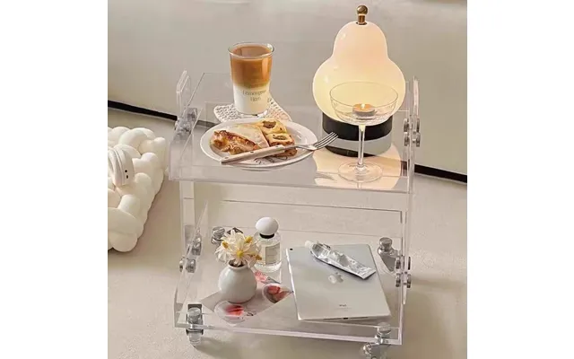 Modern Convertible Transparent Acrylic Foldable Bedroom Side Table Sofa Small Tea Table Movable Storage Cart Living Room