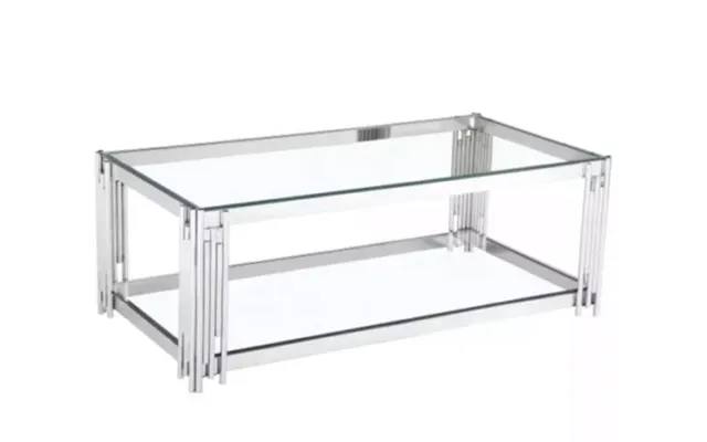 Modern Design Rectangle Shape Glass Top Coffee Table Metal Stainless Steel Base Centre Table Sets Center Living Room Fur