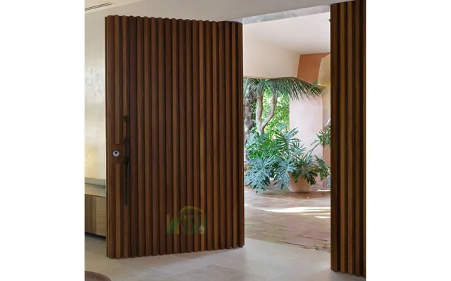 Modern Fancy Solid Core Pivot Door Design Exterior Fluted Mahogany Oak Wood Security Pivot Door Solid Wooden Main Pivot 