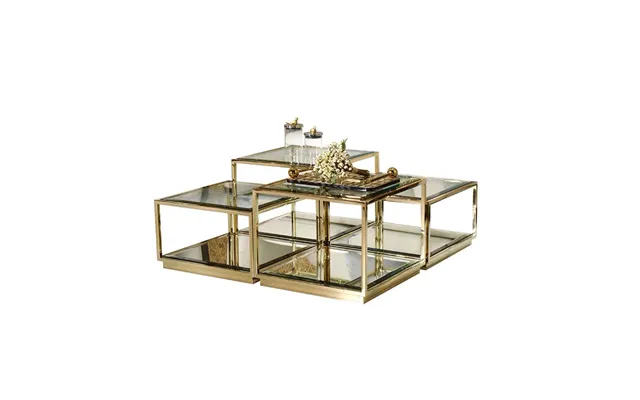Modern Luxury Design Coffee Table Set Furniture Living Room Set Square Gold 304 Ss Frame Centre Table Glass Mirror Coffe