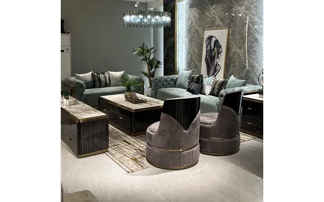 Modern Luxury Wooden Frame Upholstery Velvet Fabric 3 2 1 Sectional Sofa Set For Living Room Furniture