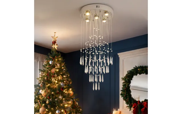 Modern Stainless Steel Crystal Chandelier Loft Apartment Staircase Illumination
