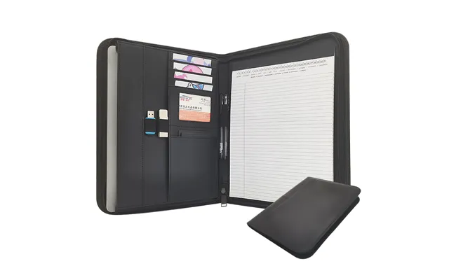Modernqiu Custom A4 Size Pu Leather Business Padfolio High Quality Zippered Interview Leather Portfolio Folder