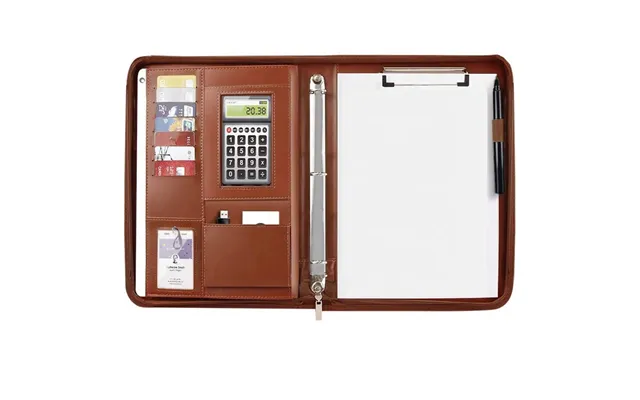 Multifunction Magnetic Handle Pu Leather Document Holder Zipper Closure Business Office Custom Portfolio Folder For Men