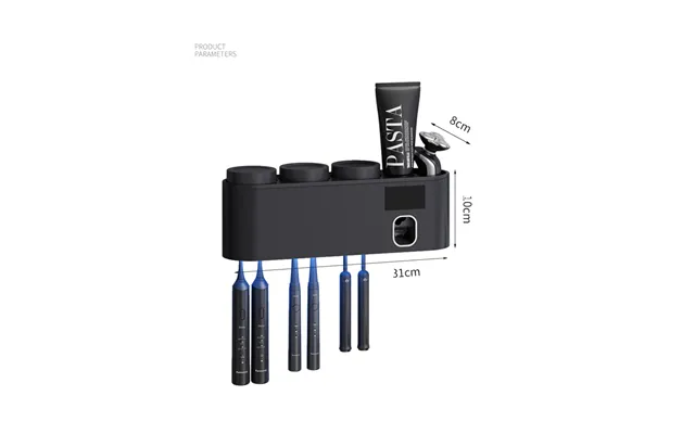 Multifunctional Wall Mounted Bathroom Portable Toothbrush Holder Black Automatic Toothpaste Squeezer