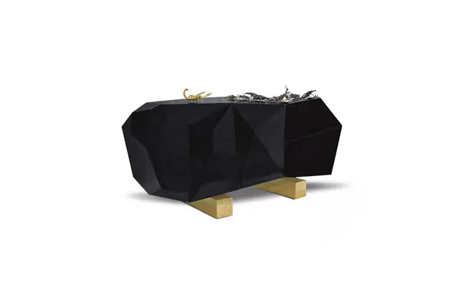 New Arrival Luxury Solid Wood Moroccan Sideboard With Gold Black Finish Convertible Design For Living Room Dining Room H