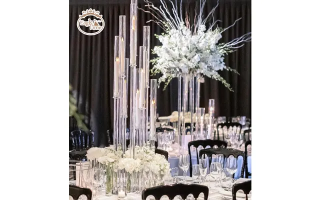 New Candelabra Table Flower Stand Centerpieces Decoration Candlestick 6 Arms Crystal Glass Clear Candle Holder