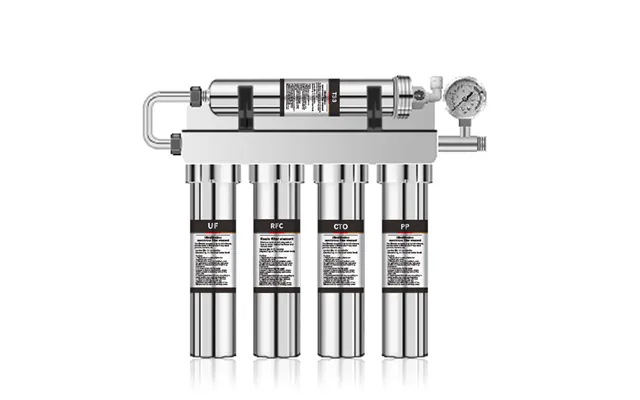 Non-electric High Flow 5-stage Under Sink Uf Filter With Pressure Gauge 304 Stainless Steel Ultra Filtration Water Syste