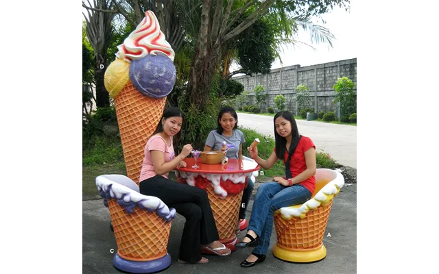 Outdoor Custom Furniture Colorful Waterproof Ice Cream Table And Chairs For Cafe Decor