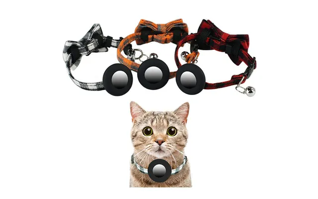 Personalized Plaid Bow Tie Air Tag Cat Collar Silicone Waterproof Airtag Holder Case Kitten Breakaway Buckle Bell Airtag