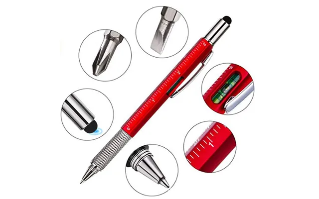 Plastic Material 6 In 1 Multi Function Tool Stylus Pens With Ruler And Screwdriver Multi-purpose Tool Ballpoint Pens For