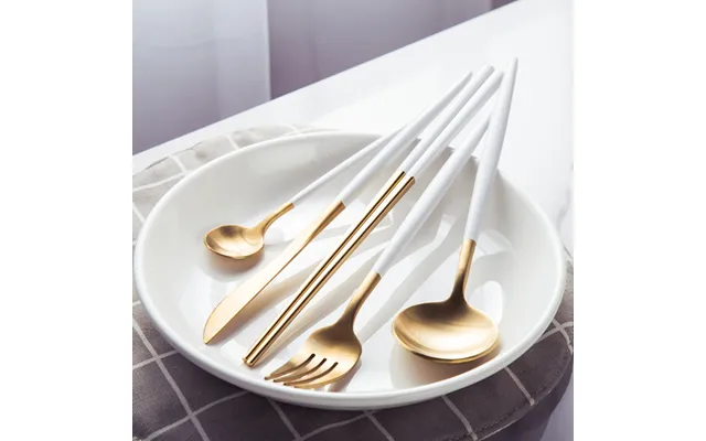 Popular 24pcs 18-8 Solid Stainless Steel Serving Silverware Gold Plated Flatware Cutlery Set