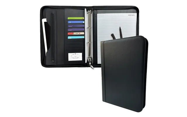 Portfolio Organizer Ring Binder With Notepad Zippered Storage Pouch For Papers With Pockets For Card Presentation Folder