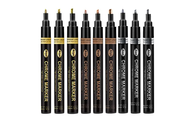 Premium Gold Silver Mirror Chrome Metallic Marker Repairing Waterproof Permanent Gloss Oil Based Liquid Paint Pen Chrome