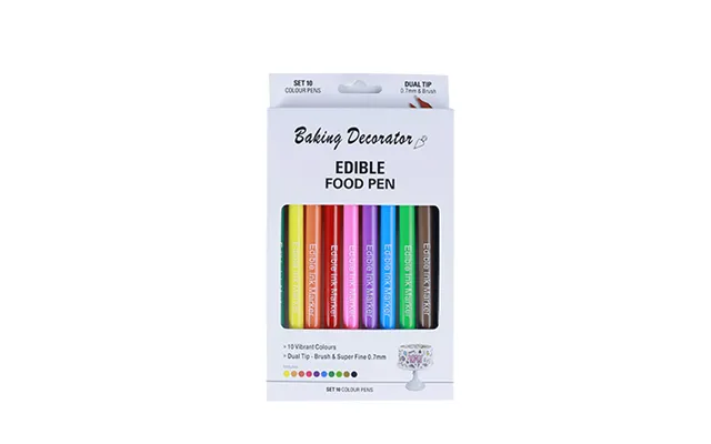 Professional Brc Certified Edible Ink Food Grade Marker Pen 6mm Dual-sided Writing Round Tip For Fondant Icing Cake Deco