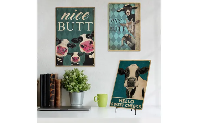 Putuo Decor Animal Metal Plate Printing Tin Sign Funny Chicken Cow Meal Art Sign Farmhouse Wall Decor