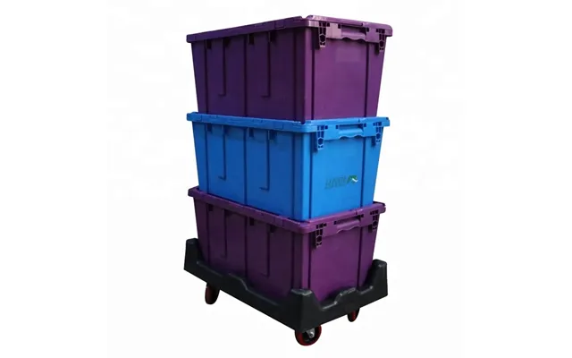 Qusheng 75l 100% Virgin Pp Moving Crates Stackable Crates Tote Bin Customize Color And Logo Plastic Crate With Lid For H