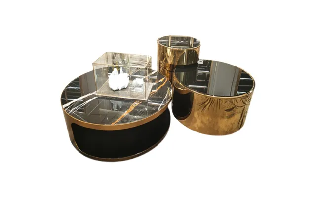 Round Side Set Of 3 Light Luxury Coffee Tables Living Room Furniture Combination Stainless Steel Circular Mirror Center 