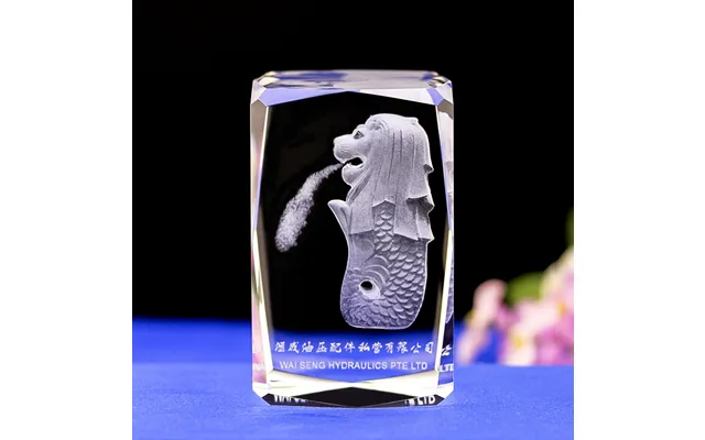 Small Bridge New Design Customized Singapore Crystal 3d Laser Engraved Crystal Cube For Souvenir Crafts