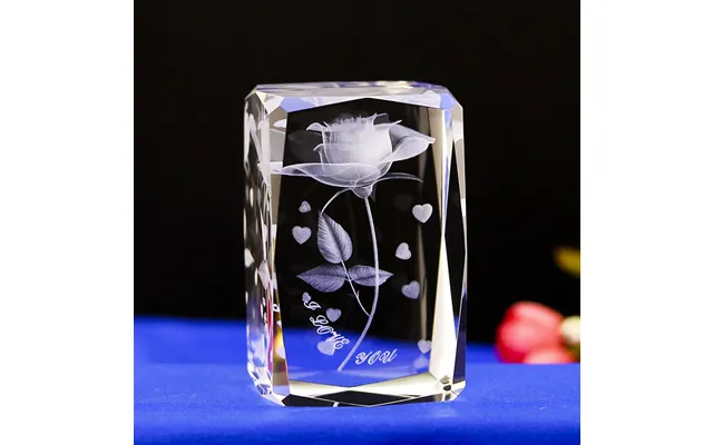 Small Bridge New Design Premium Customized Crystal Rose 3d Laser Engraving Crystal Cubes For Valentine Day