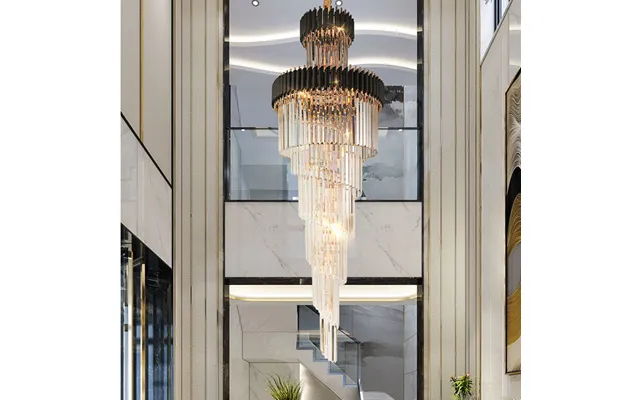 Smoke Gray Crystal Chandelier Deluxe Living Room Spiral Black Lamp Hotel Duplex Building Decorative Stair Long Chandelie