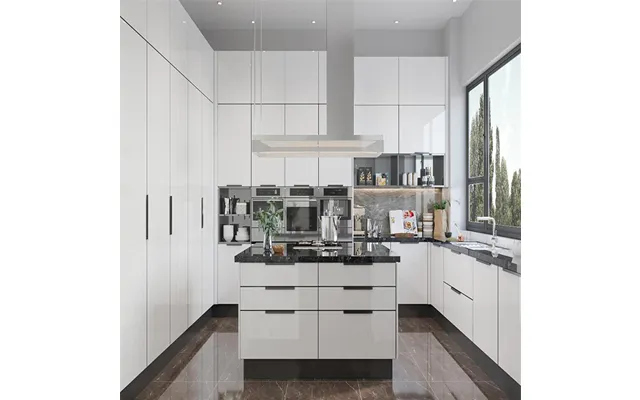 Soft Close Hinges Kitchen Flat Pack Modular Cabinets Marble Laminate Doors European Style Customizable Colors Faucet Sin