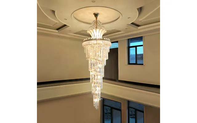 Spiral Design Large Crystal Chandelier Gold Chrome Hall Chandeliers Long Staircase Light Fixtures Luxury Crystal Lightin