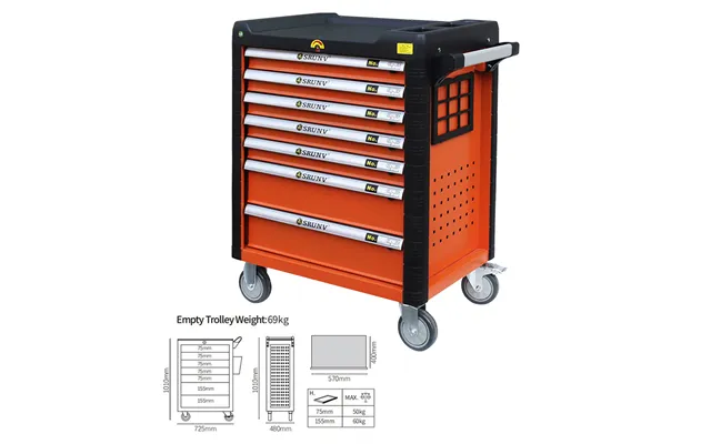 Srunv 234 Pcs Repairing Car Toolkit In Roller Cabinet Workbench With 7 Drawers Tool Storage Box