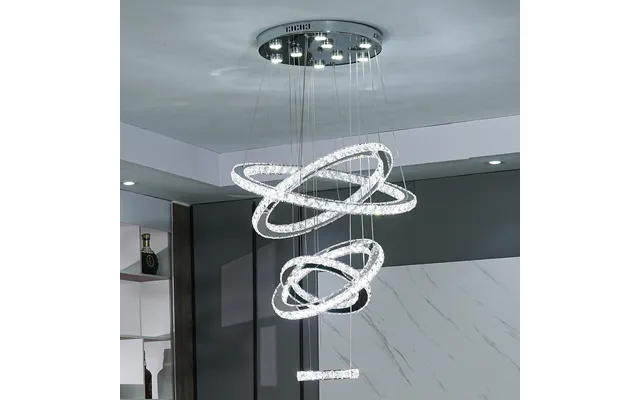Stair Hanging Long Drop Light Crystal Pendant Lights Round Staircase Chandelier