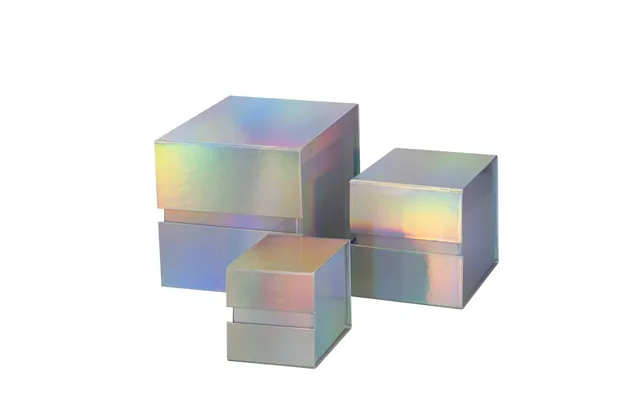 Universal Package Box Foldable Square Flip Shiny Silver Cardboard Magnetic Box For Gift Packaging