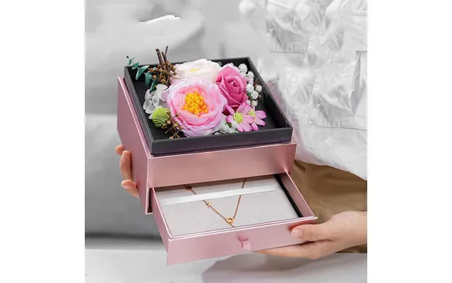Valentine's Day Christmas Gift Dried Flowers Eternal Flower Gift Box Creative Acrylic Drawer Necklace Flower Box