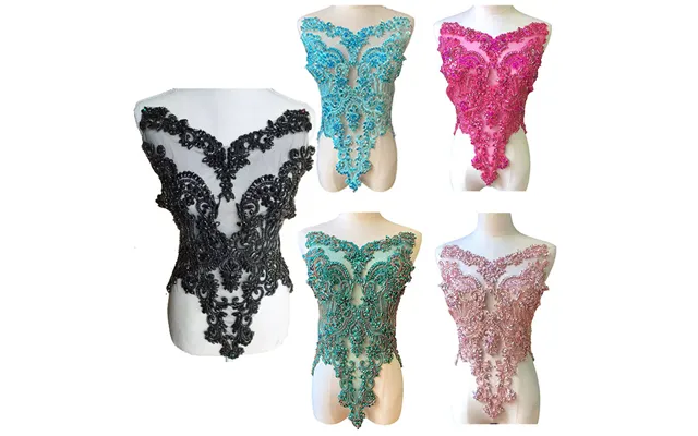 Wdp-295 Blue Crystal Beaded Fringe Rhinestone Wedding Bodice Sash Applique For Bridal Bridesmaid Party Evening Dress