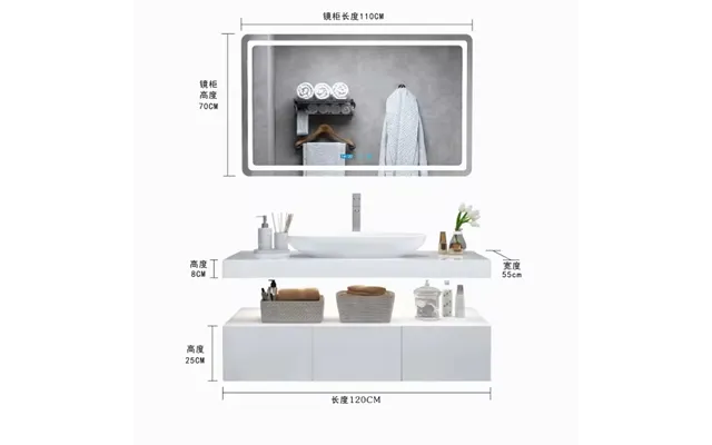 Wholesale Hotel Floating Vanities Luxury Bathroom Vanity Mirror Cabinet Modern With Rock Beam Basin