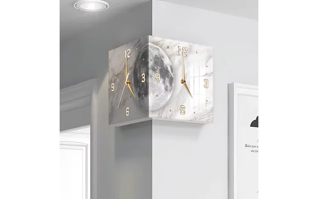 Wholesale Nordic Square Corner Hanging Double Sided Wall Clock Home Decor Luxury With Light