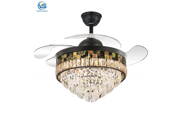 Y114 Crystal Chandelier Fan With 42inch With Remote Control Ceiling Fans With Crystal Chandeliers Retractable Ceiling Fa