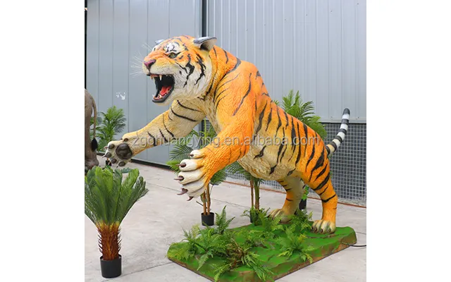 Zoo Safari Park Equipment Life Size Mechanical Animatronic Animal Tiger For Sale