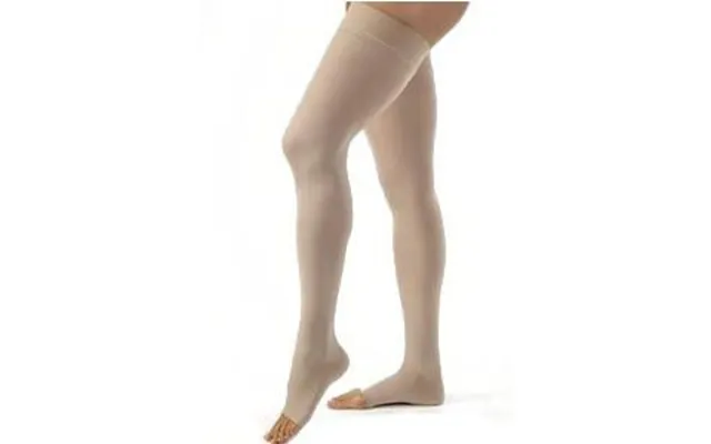 Bsn Jobstwomen's Opaque Thigh-high Extra Firm Compression Stockings With Silicone Dot Band - Open Toe
