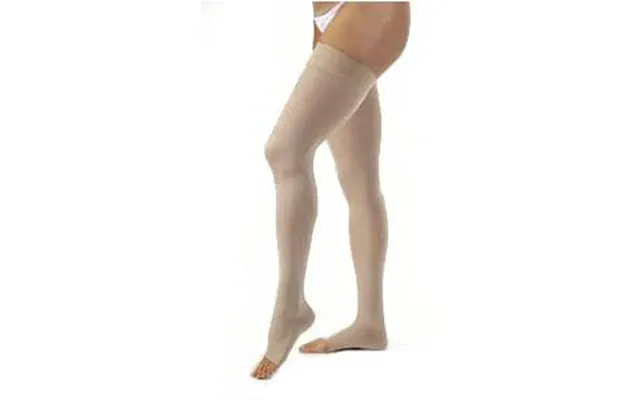 Bsn Jobstwomen's Opaque Thigh-high Firm Compression Stockings With Silicone Dot Band - Open Toe