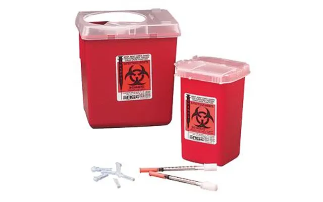 Kendall Healthcare Sharpsafety Autodrop Phlebotomy Container 1 Quart - Red