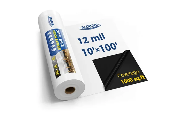 Alorair 12mil Crawl Space Vapor Barrier, 10'x30' 10'x50' 10'x100' For Crawlspace Encapsulation - 12mil 10'x100'