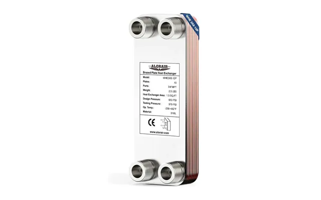 Alorair 3 X8 Heat Exchanger With 3 4 Mpt Port,316l Stainless Steel Water To Water Brazed Plate Heat Exchanger - 10 Plate