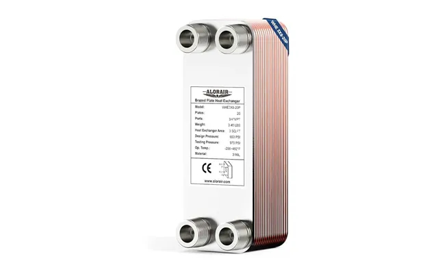 Alorair 3 X8 Heat Exchanger With 3 4 Mpt Port,316l Stainless Steel Water To Water Brazed Plate Heat Exchanger - 20 Plate