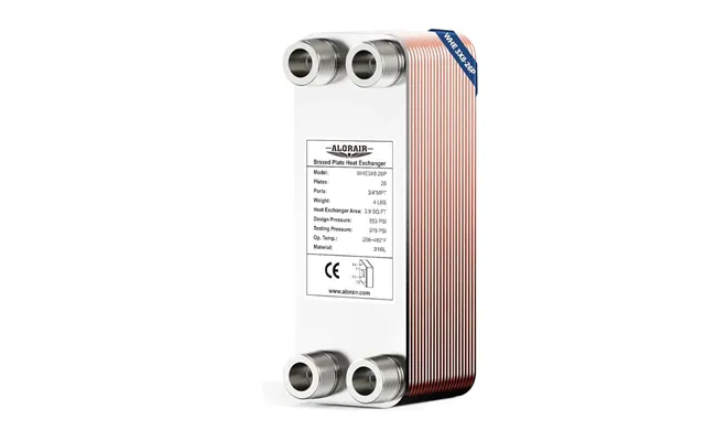 Alorair 3 X8 Heat Exchanger With 3 4 Mpt Port,316l Stainless Steel Water To Water Brazed Plate Heat Exchanger - 26 Plate