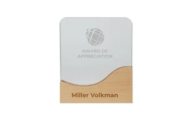 1 Custom Ola Crystal Award With Wood Base - Modern Design