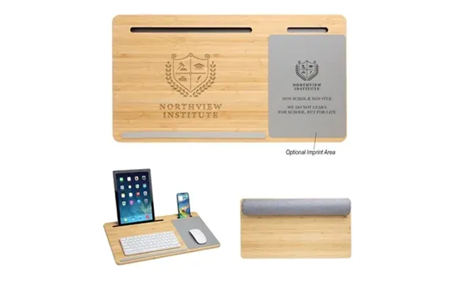 10 Promotional Bamboo Laptop Desk - Mouse Pad & Bolster Cushion