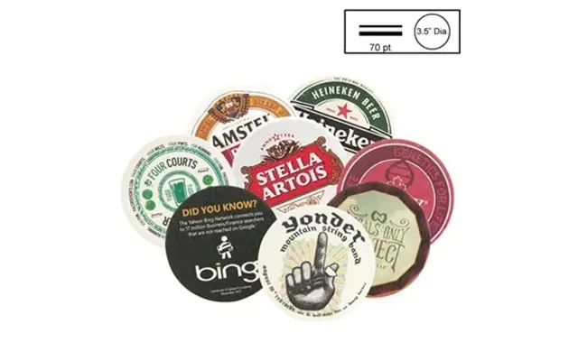 100 Custom 3.5 Circle Medium Weight 70 Pt Pulpboard Coaster W 