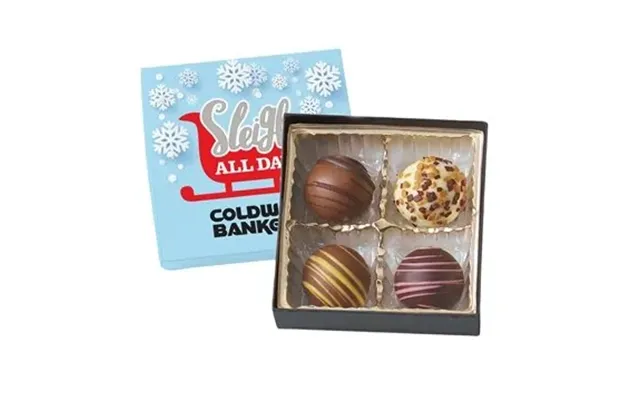 100 Custom Truffle Gift Box Full Color Lid With 4 Truffles -